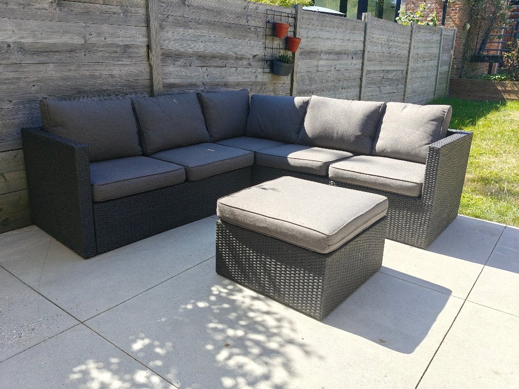 Loungeset met kussens, Jardin & Terrasse, Rotin, 5 places, Banque, Enlèvement