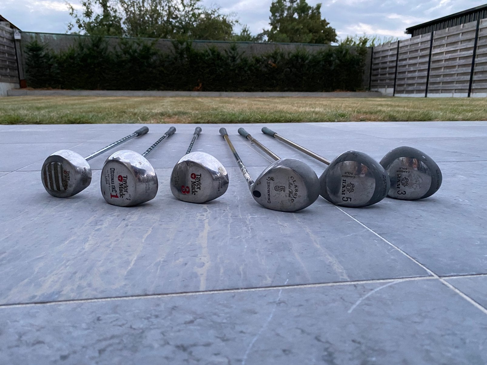 Vintage golfset – TaylorMade, RAM, Browning – 6 houten, Sport en Fitness, Golf, Gebruikt, Set, Ophalen