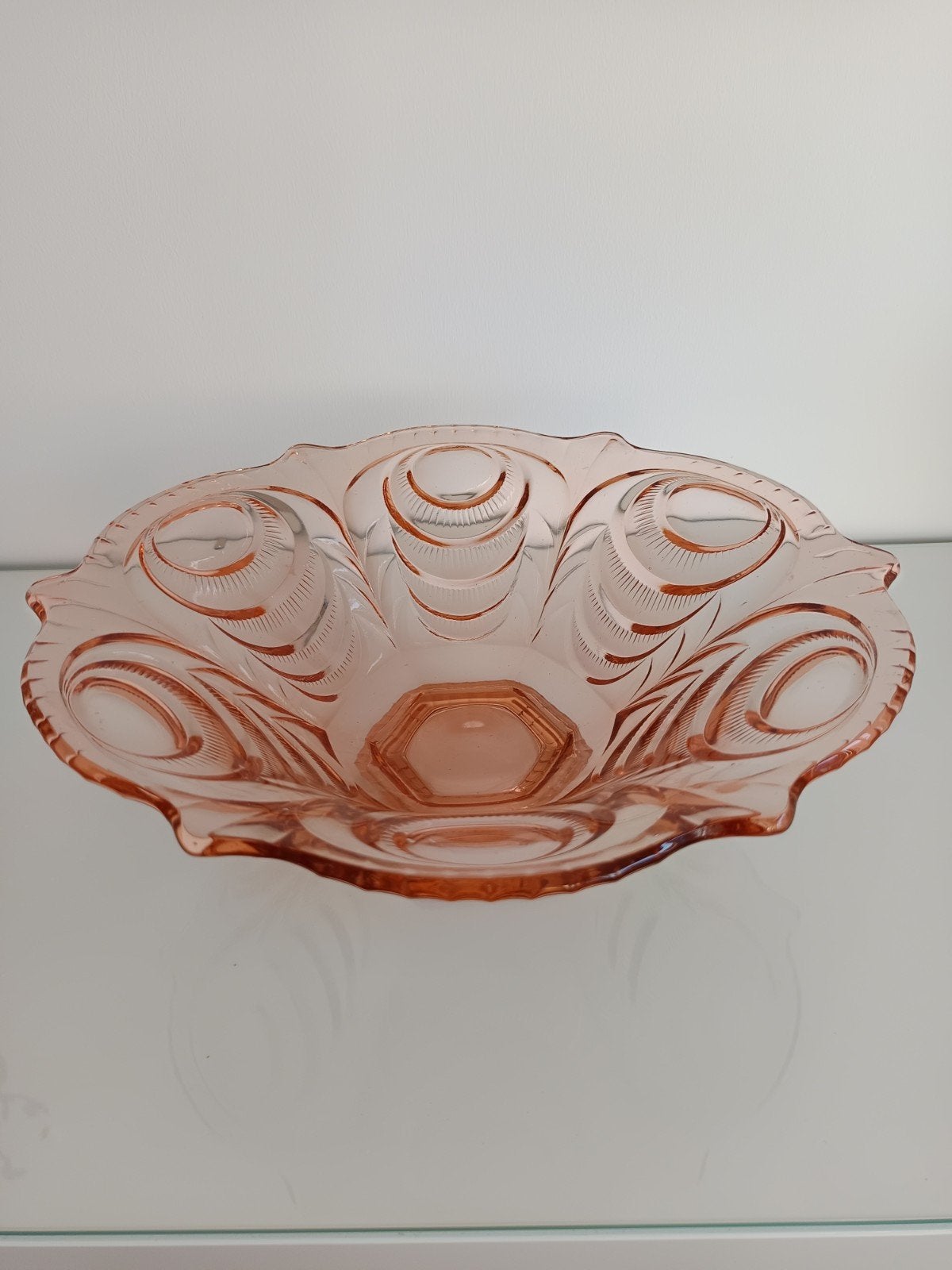 Art Deco rosalin glass fruitschal, Ophalen of Verzenden