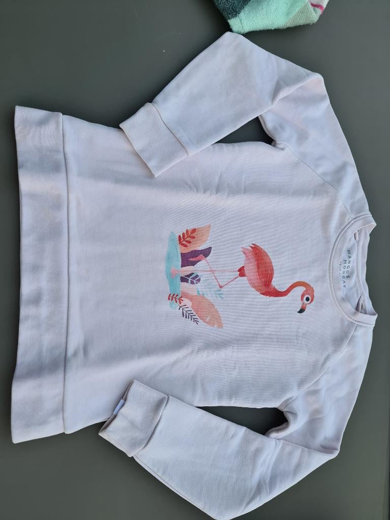 licht roze trui, pull met flamingo, Mangos Monday, 134, Ophalen, Zo goed als nieuw