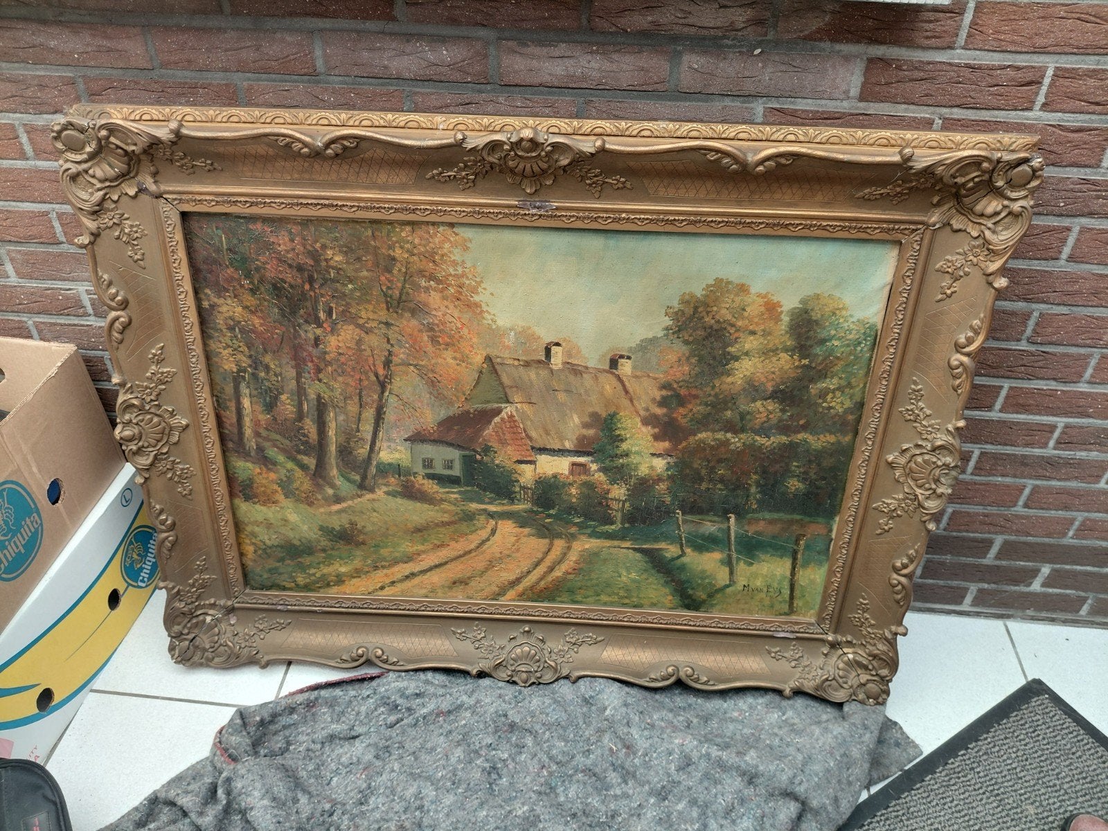 schilderij marinus van eys. 1,10m op 80cm. licht beschadigd, Enlèvement