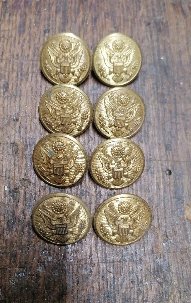 Boutons laiton militaire US Américaine WW2 overcoat, Collections, Envoi, Armée de terre, Autres types