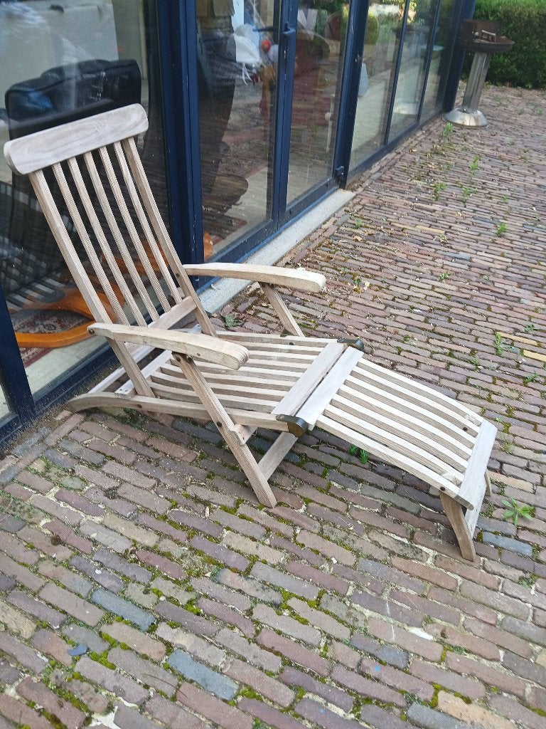 Teakhouten ligstoel, Ophalen, Inklapbaar