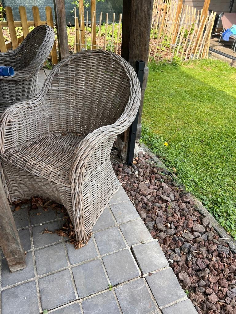 set rieten tuinstoelen, Tuin en Terras, Ophalen, Gebruikt, Rotan