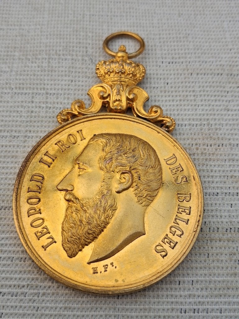 Médaille Léopold II (1892), Antiquités & Art, Antiquités | Bronze & Cuivre, Envoi, Cuivre