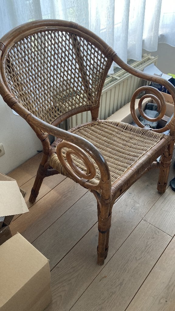 Vintage rotan pauwstoel, Ophalen, Riet of Rotan