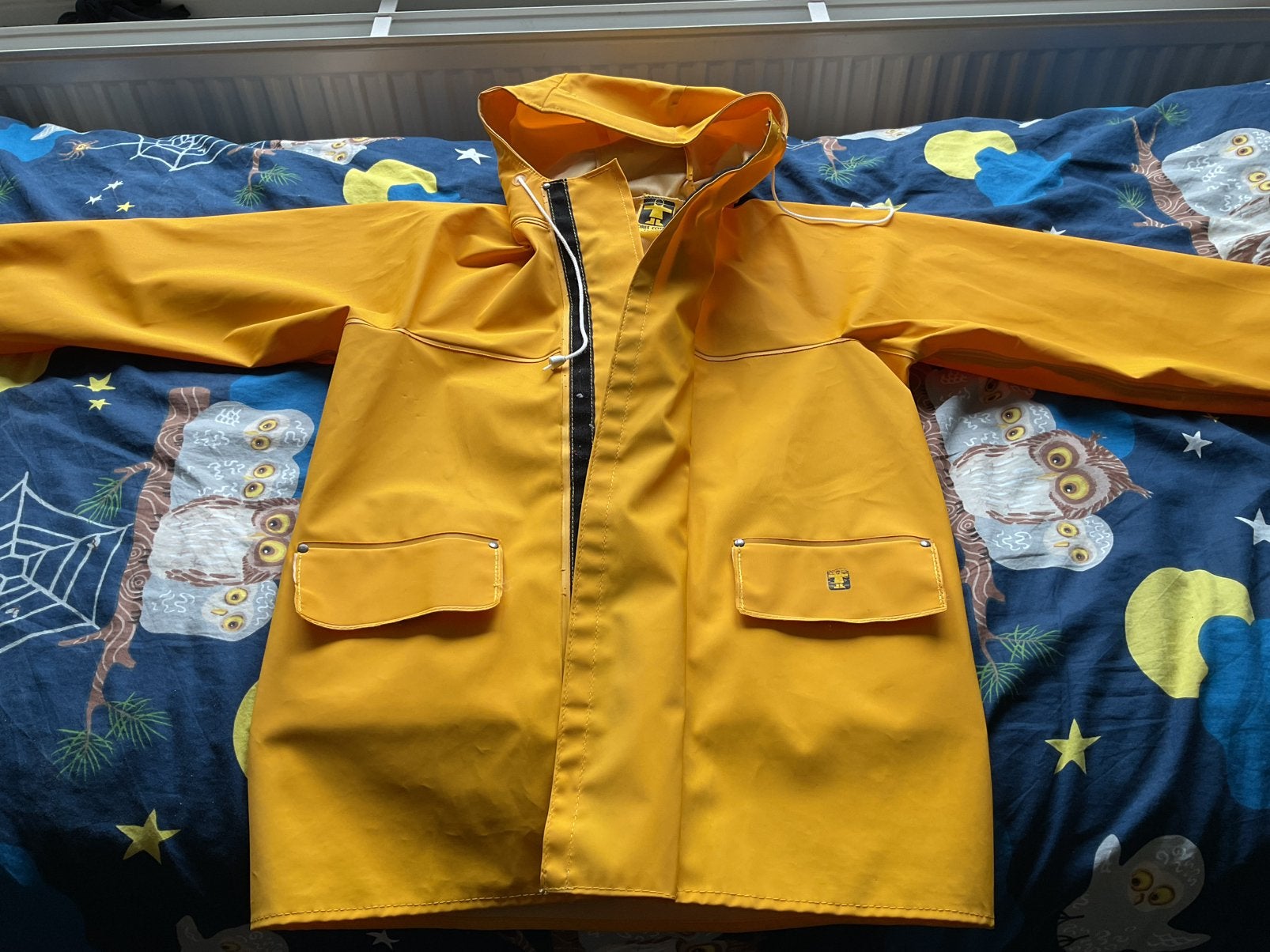 Ciré jaune toile enduite, T 12 ans ou 34/36. Unisexe., Caravanes & Camping, Vêtements de pluie, Enlèvement, Utilisé, Imperméable