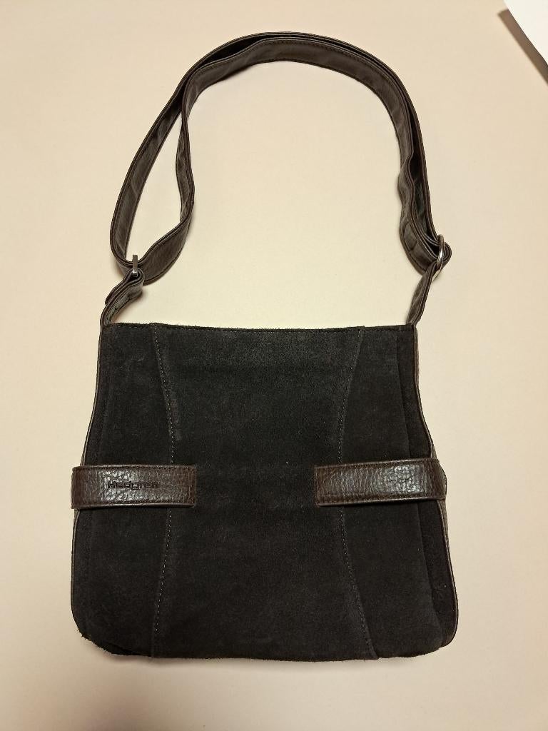 Sac en daim et cuir brun foncé Hedgren, Enlèvement ou Envoi, Comme neuf, Brun, Sac à bandoulière