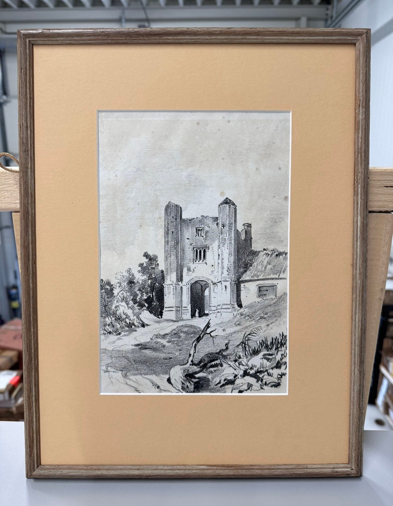 Fortified gateway - Henry courtney selous 1811-1890 krijt, Ophalen of Verzenden, Architectuur, Origineel