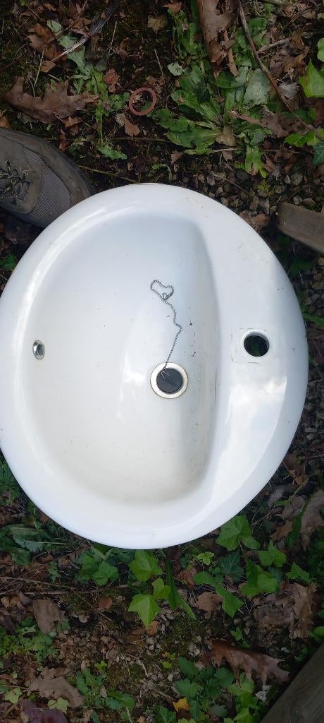 Inbouwlavabo 53 op 44cm, Ophalen, Zo goed als nieuw, Steen, Wastafel