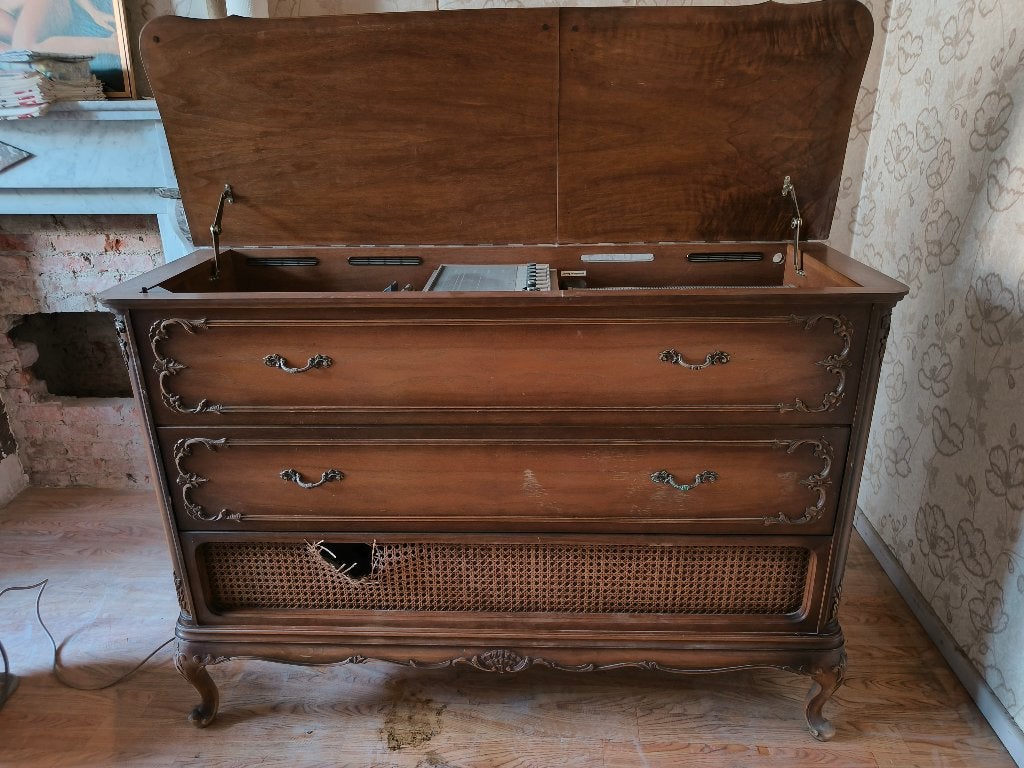 Vintage Grundig Stereo-Konzertschrank Linderhof a – jaren 60, Audio, Tv en Foto, Platenspelers, Ophalen, Gebruikt, Platenspeler