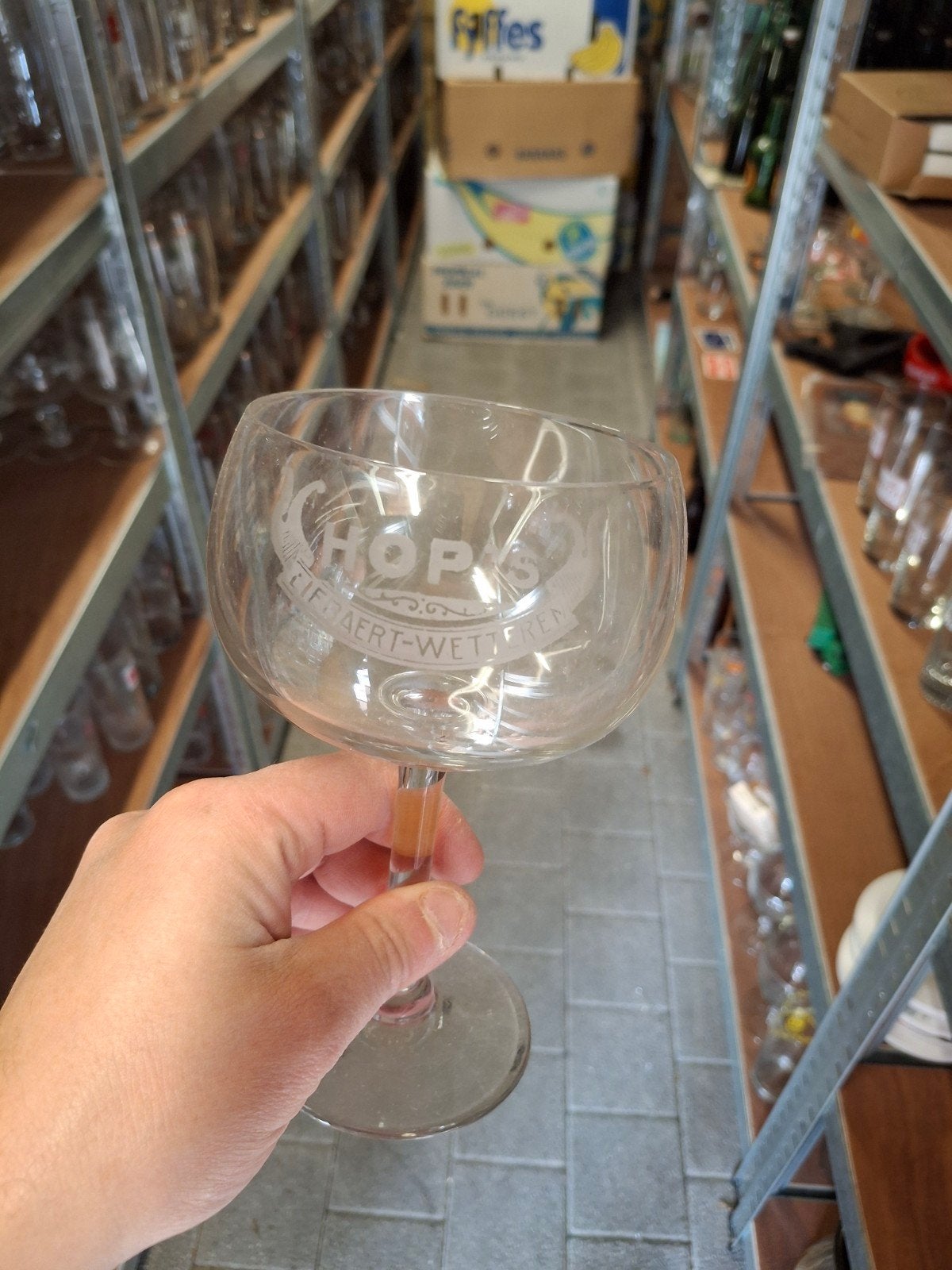 Oud gezuurd bierglas hops liebaert wetteren, Collections, Enlèvement ou Envoi