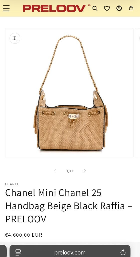 Chanel 25 mini tas handtas raffia beige black, Handtassen en Accessoires, Tassen | Damestassen, Ophalen of Verzenden, Nieuw, Beige