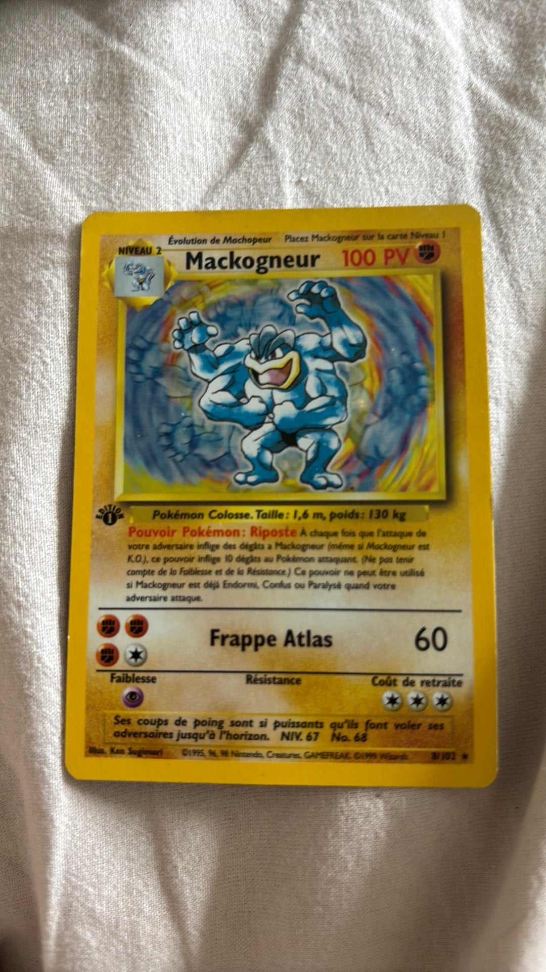 Carte Pokemon Mackogneur 1 ere edition, en parfait état., Ophalen, Zo goed als nieuw
