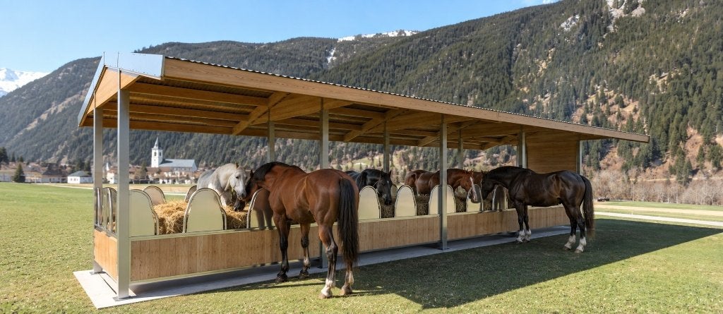Voerbak voor paarden & Hooiruif - Schuilstal met voerruif, Élevage