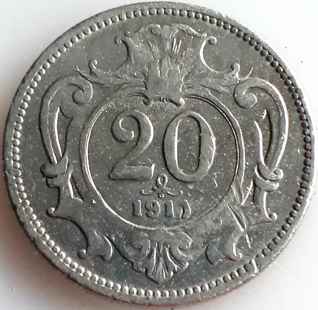 OOSTENRIJK : 20 Heller 1917 KM 2803  error in date curved 1, Postzegels en Munten, Ophalen of Verzenden, Oostenrijk, Losse munt