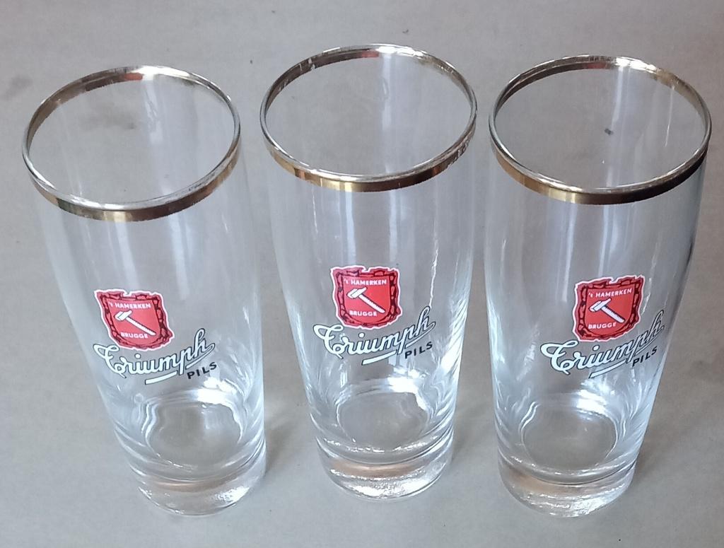 ‘t hamerken, Brugge---3 verres à bière Triumph Pils, Verzamelen, Ophalen of Verzenden, Zo goed als nieuw