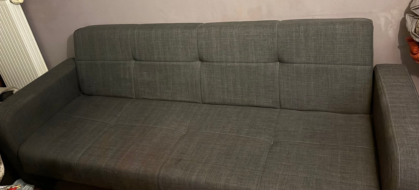 Canapé / Clic-clac gris avec rangement- État quasi neuf !, Enlèvement, Comme neuf, Gris