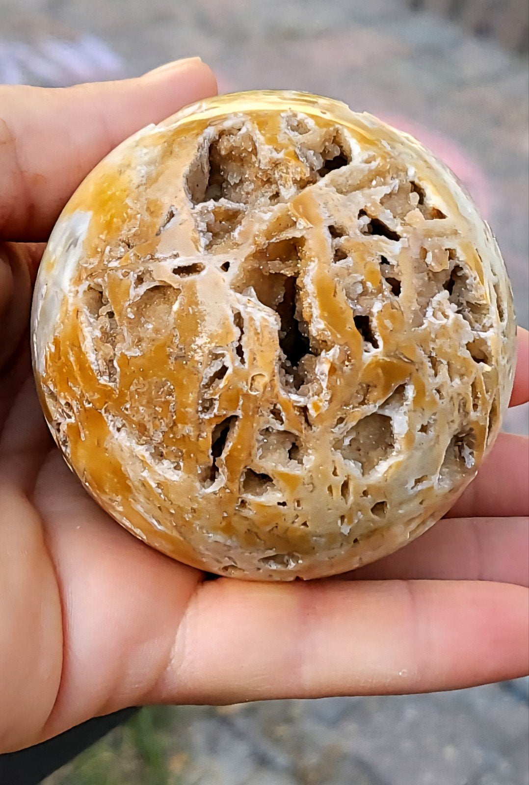 Natuurlijke Honey Calcite / Druzy Calciet Bol, Ophalen of Verzenden