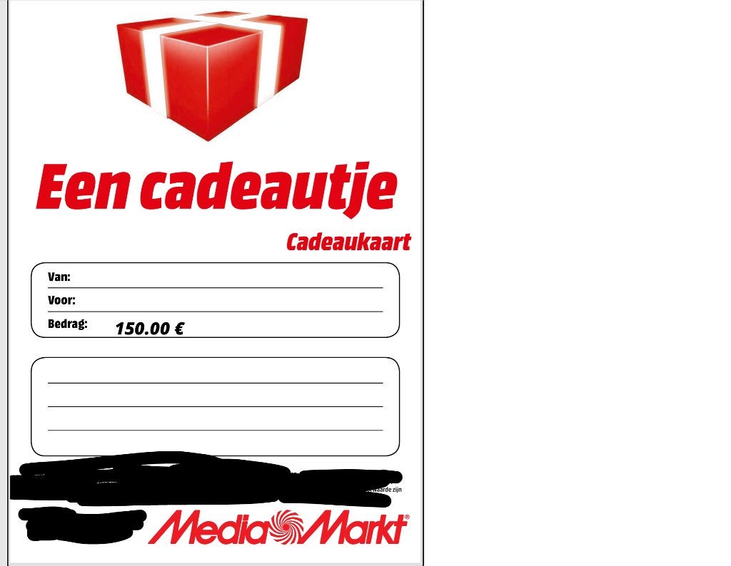 Waardebon media markt 150 euro, Tickets & Billets, Bon cadeau, Autres types