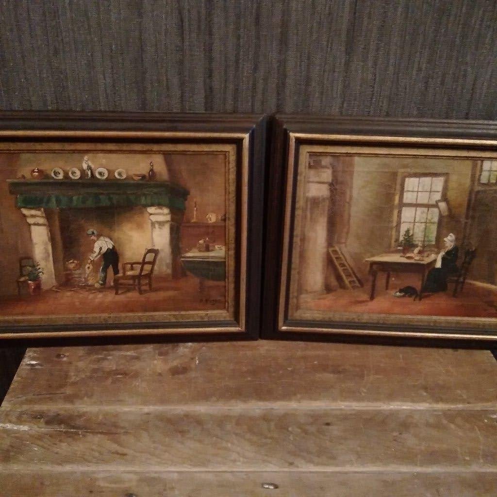 2 peintures anciennes de « Le temps du passé », Antiquités & Art, Envoi, École hollandaise, Encadré, Autres sujets