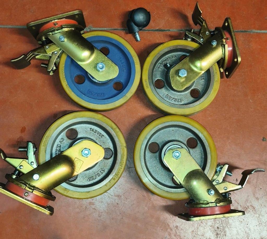 4 extreem zware last zwenkwielen geremd Wicke +1000kg, Ophalen of Verzenden, Nieuw