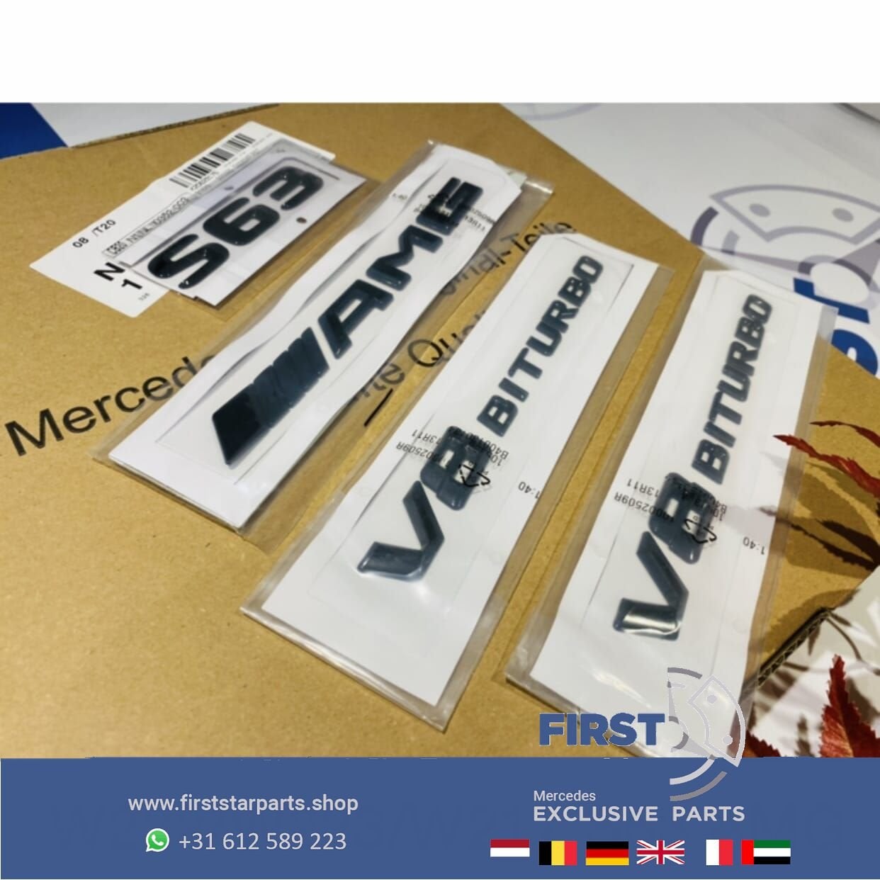 W221 W222 C217 W223 S63 V8 AMG LOGO SET ZWART EMBLEMEN SET M, Gebruikt, -, Ophalen of Verzenden, -