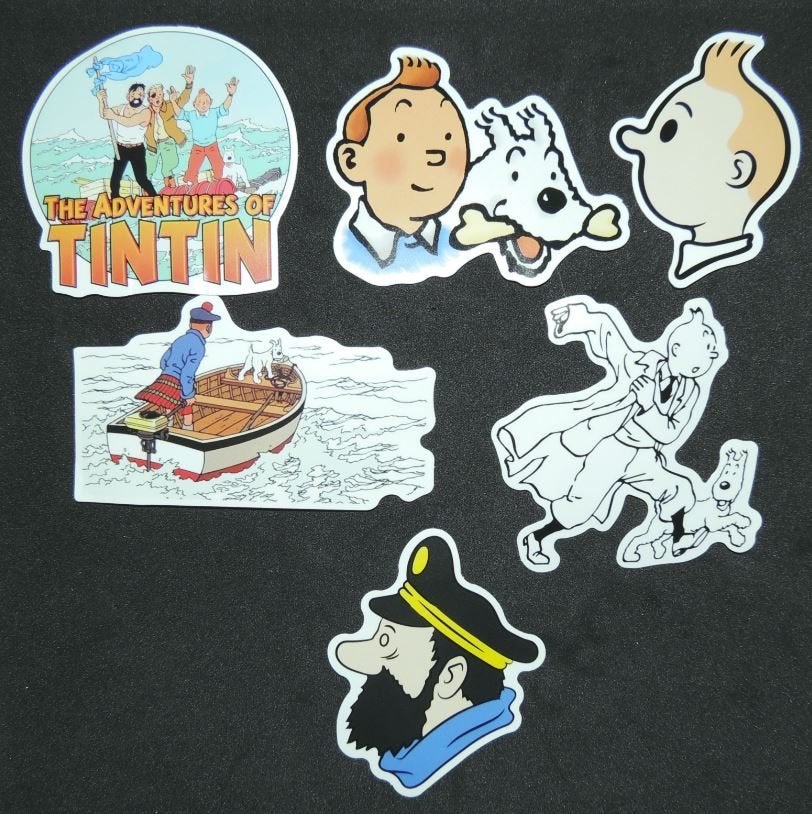 Tintin et Milou, capitaine Haddock - Hergé (12 autocollants), Collections, Enlèvement ou Envoi, Tintin, Neuf, Image, Affiche ou Autocollant