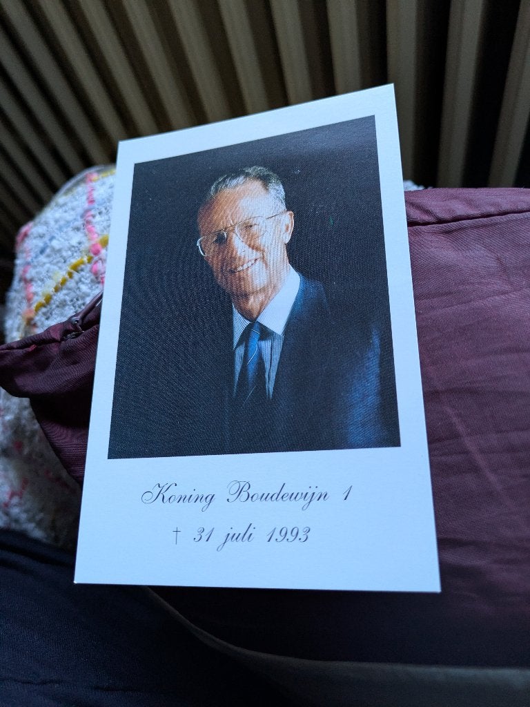 K.Boudewijn bidprentje, Verzamelen, Koningshuis en Royalty, Ophalen of Verzenden, Zo goed als nieuw, Kaart, Foto of Prent