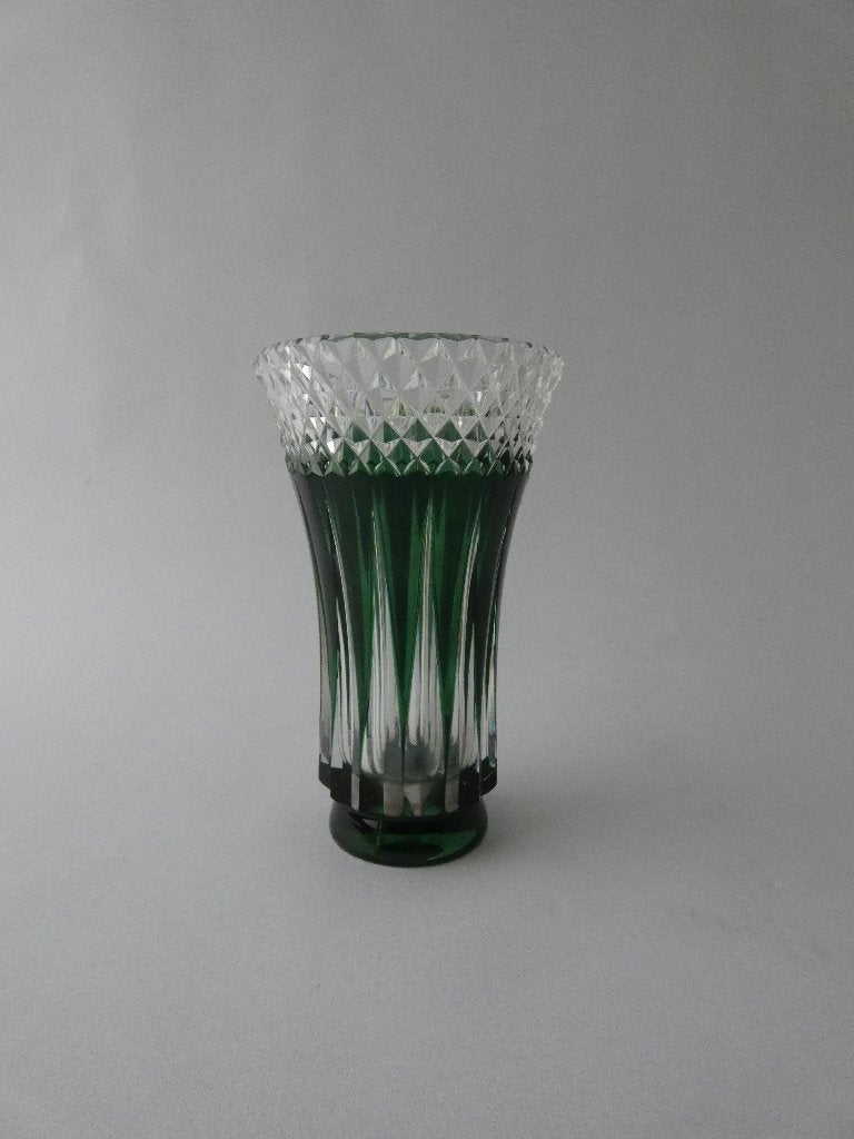Vaas met diamantmotief Val Saint Lambert groen, Antiek en Kunst, Ophalen