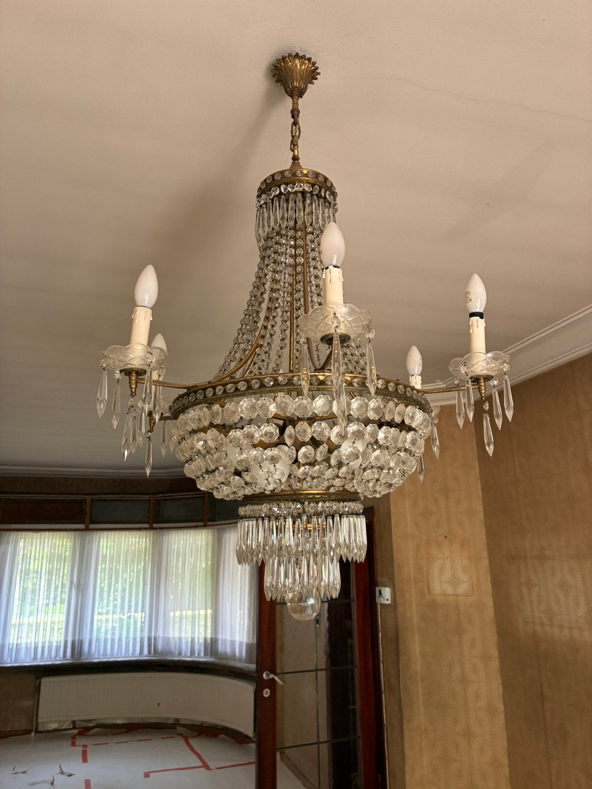 Antieke Kroonluchter Empire Stijl, Huis en Inrichting, Lampen | Kroonluchters, Ophalen, Zo goed als nieuw