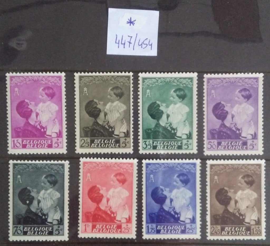 447-454 * Koningin Astrid met prins Boudewijn, Ophalen of Verzenden, Zonder stempel, Postfris, Overig