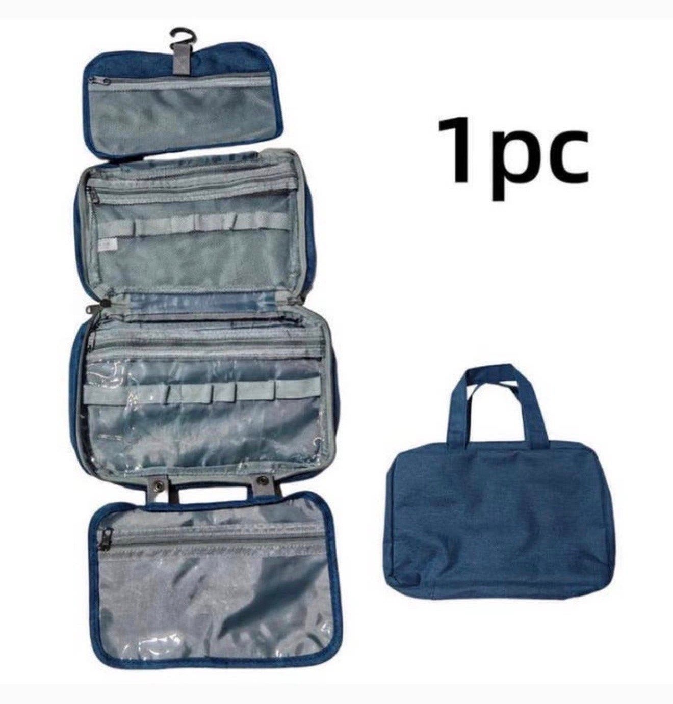 Compacte Opvouwbare Toilettas reistas + Ophanghaak 30x20cm, Ophalen of Verzenden, Nieuw, Blauw
