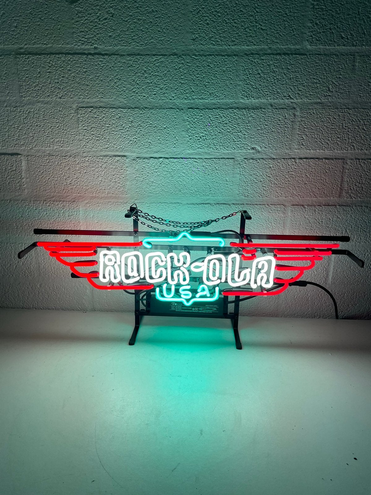 Glas neon Rock-Ola, Verzamelen, Automaten | Jukeboxen, Ophalen, Zo goed als nieuw, Rock Ola