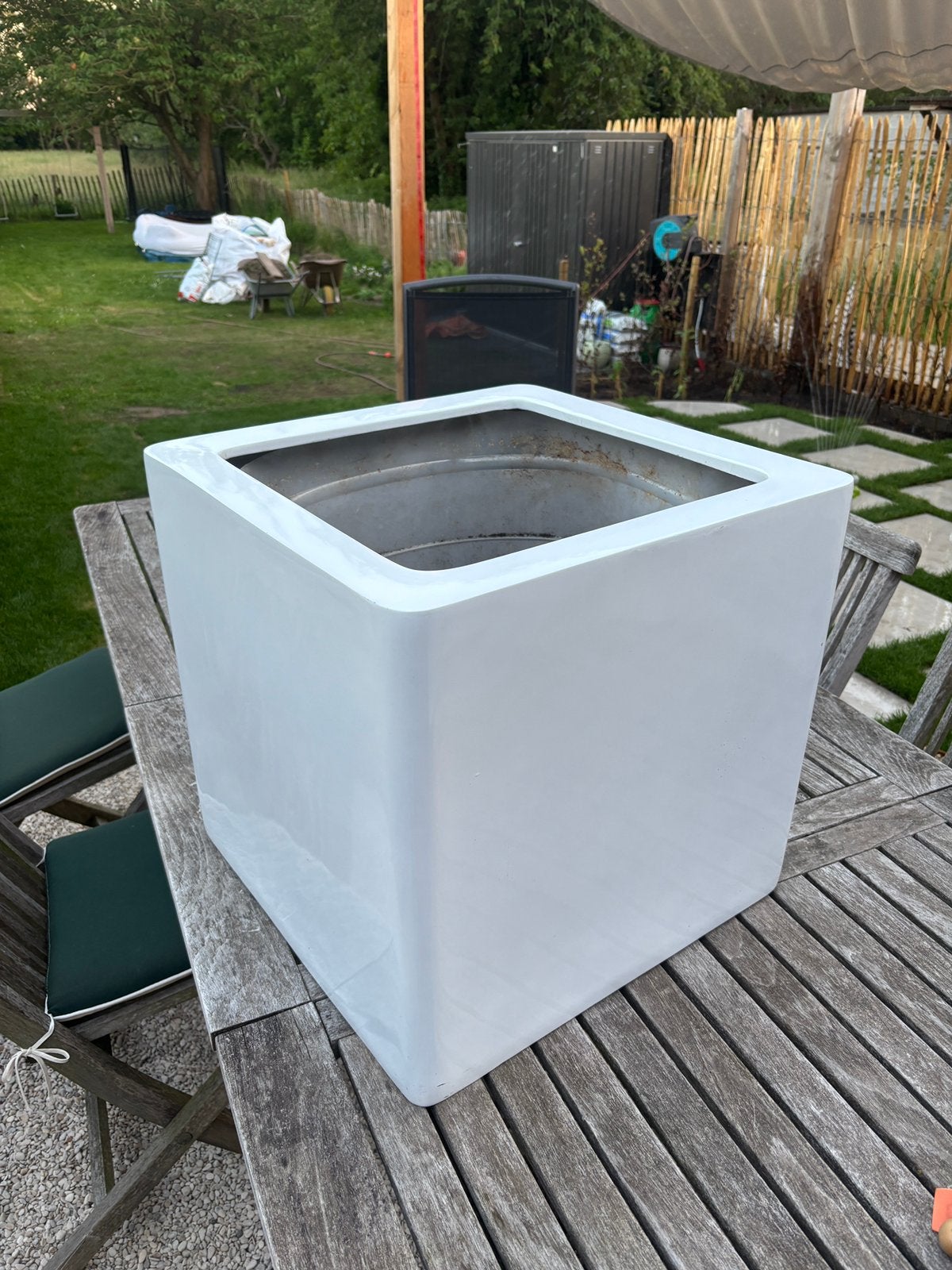 Witte plantenbak inclusief waterdichte kuip, Tuin en Terras, Ophalen, Kunststof, Gebruikt, Minder dan 60 cm