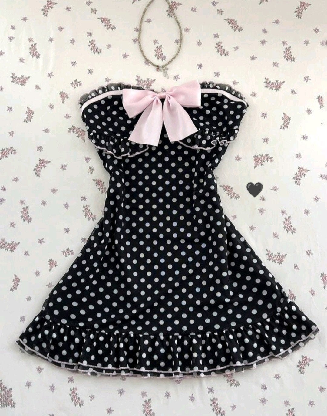 Strapless korte jurk, zwart met witte stippen en roze strik, Kleding | Dames, Ophalen, COQUETTE, Zwart, Nieuw