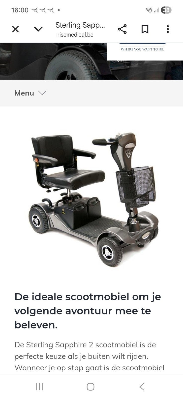 Sapphire scootmobiel, Ophalen