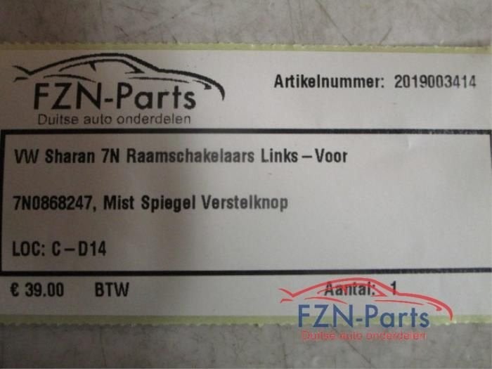 Elektrisch Raam Schakelaar Volkswagen Sharan (22729132), Auto-onderdelen, Ophalen of Verzenden, Gebruikt