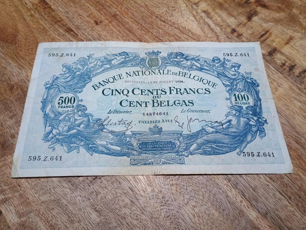 500 frank 1 juillet 1938 100 belgas, Postzegels en Munten, Bankbiljetten | België, Ophalen of Verzenden