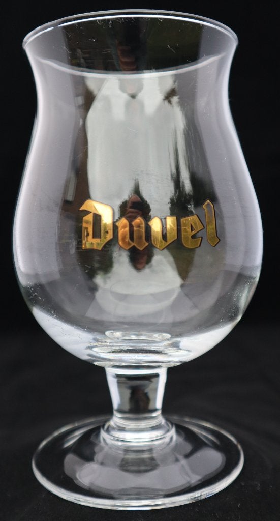 Verre Duvel rétro avec logo gothique doré (milieu '80), Collections, Enlèvement, Utilisé, Verre ou Verres, Duvel