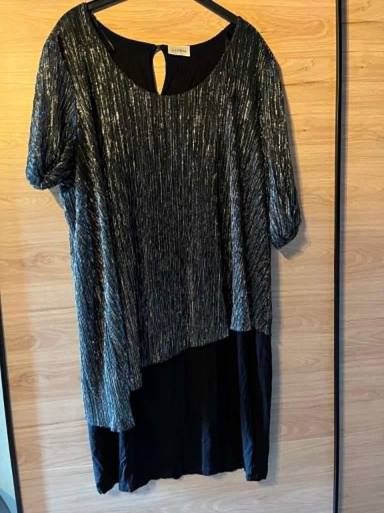 kleed grijs zwart c&a 48, Kleding | Dames, Grote Maten, Ophalen of Verzenden, Zo goed als nieuw, Zwart, Jurk