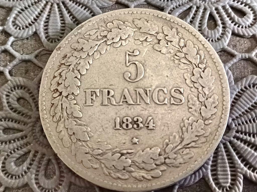 5 frank leopold 1, Zilver, Ophalen of Verzenden, Losse munt, Zilver