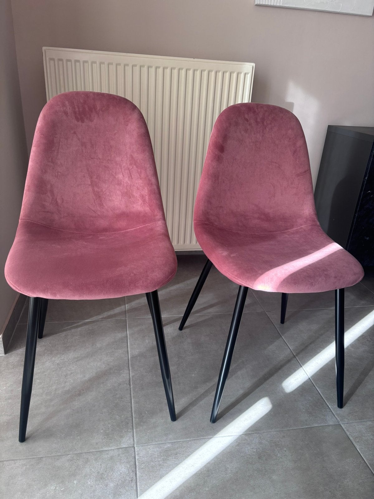 Set stoelen fluweel roze, Ophalen, Zo goed als nieuw
