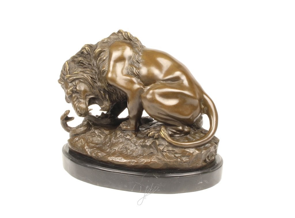Lion et serpent en bronze haut de gamme, Antiquités & Art, Enlèvement ou Envoi, Bronze