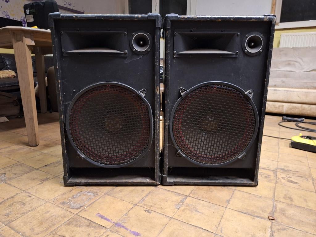 2 luidsprekers met aansluitkabels, Muziek en Instrumenten, Ophalen, Gebruikt