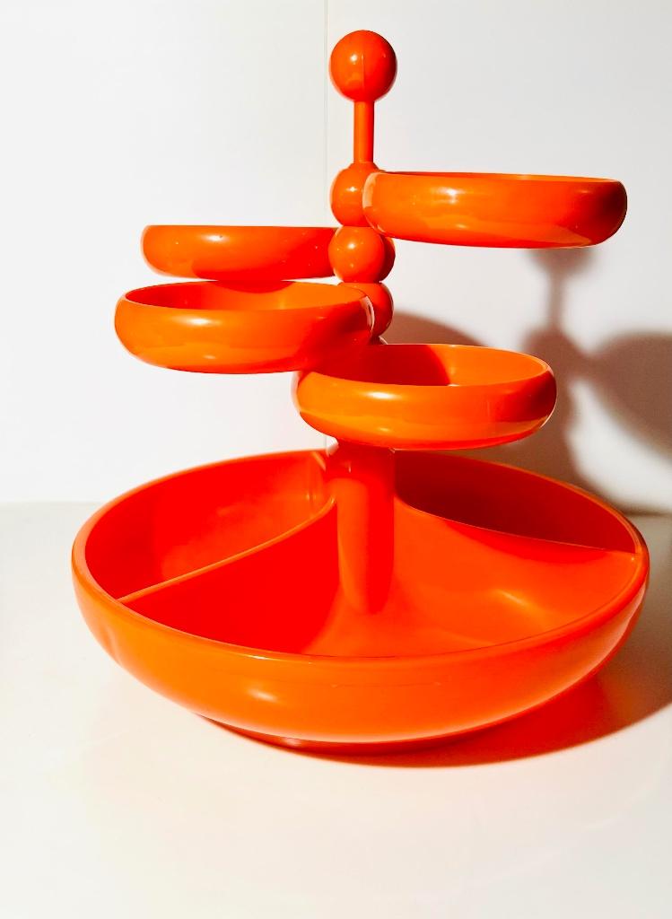 Vintage Aperitiefset / hapjes toren - EMSA – retro oranje, Huis en Inrichting, Woonaccessoires | Dienbladen, Zo goed als nieuw