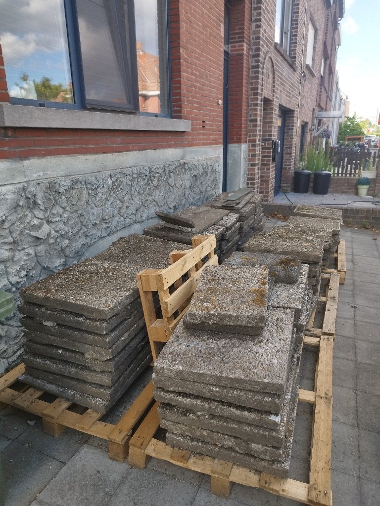 Betontegels, Tuin en Terras, Tegels en Klinkers, Ophalen, Gebruikt, 10 m² of meer, Beton