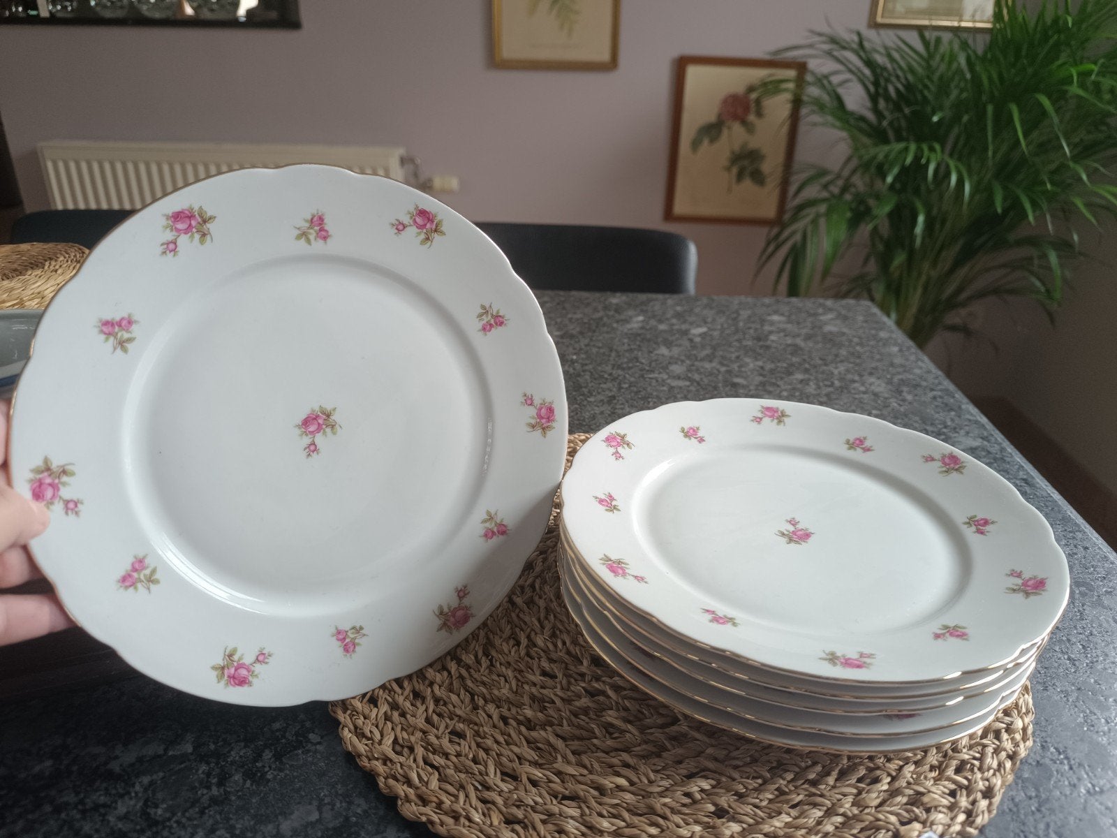 6 assiettes plates en porcelaine de Bavière, Enlèvement ou Envoi