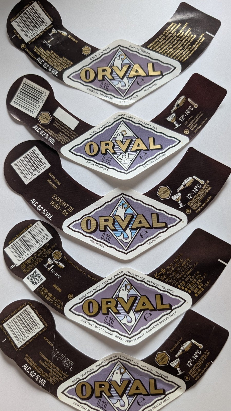 ORVAL etiketten, Tickets en Kaartjes