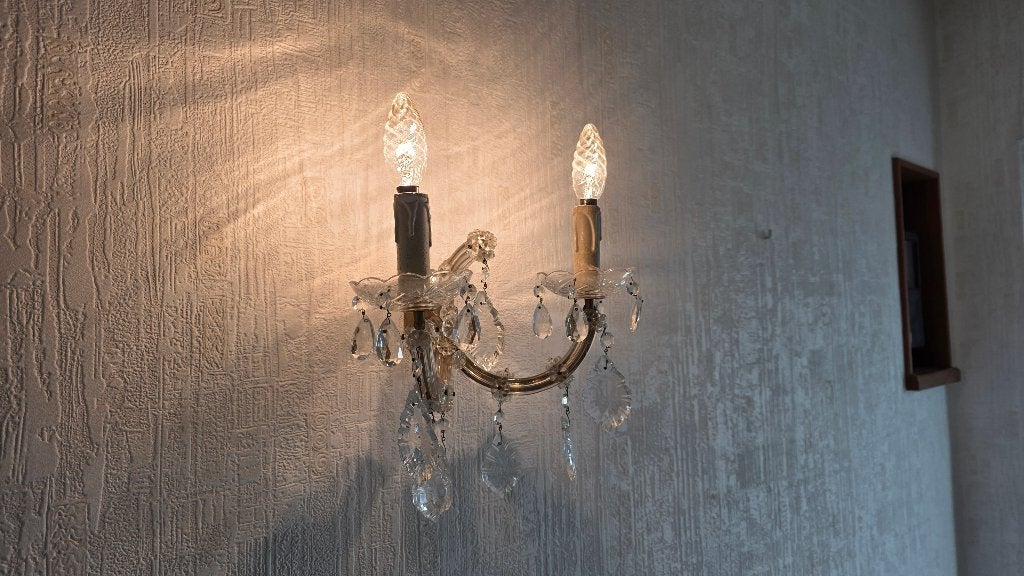 Lustre + applique cristal, Maison & Meubles, Verre, Comme neuf, Enlèvement, E14 (petit)